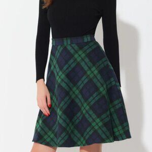 Allegra K Plaid Green and Navy Midi Skirt